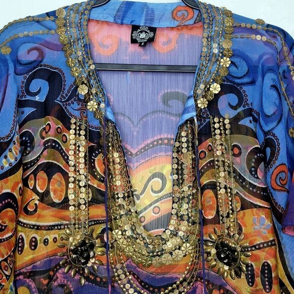 Zeugari Bohemian Silk Beach Cover Up Size Small - Picture 11 of 16
